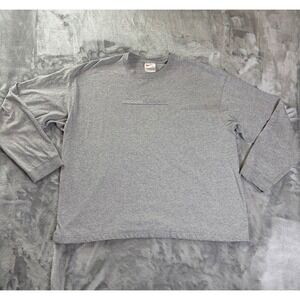 Vintage Nike Swoosh Running T-Shirt Mens XL Gray Crew Neck Long Sleeve USA